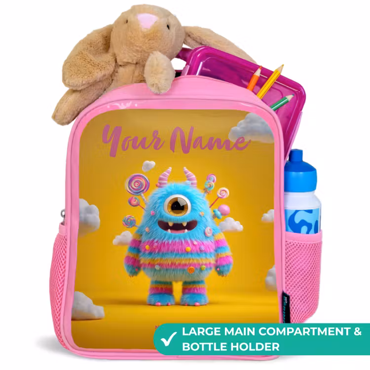 Kids backpack - Pink - Candy - Monster - Rainbow — 2