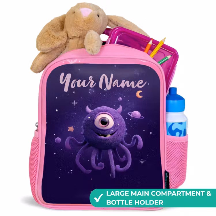 Kids backpack - Pink - Cosmic tentacle monster — 2