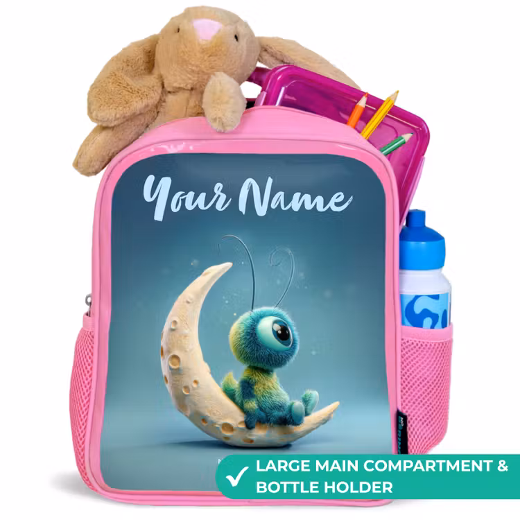 Kids backpack - Pink - Dreamy Creature on the Moon — 2