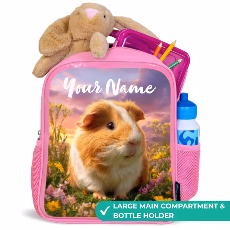 Kids backpack - Pink - Guinea pig - Nature - Animal — 2