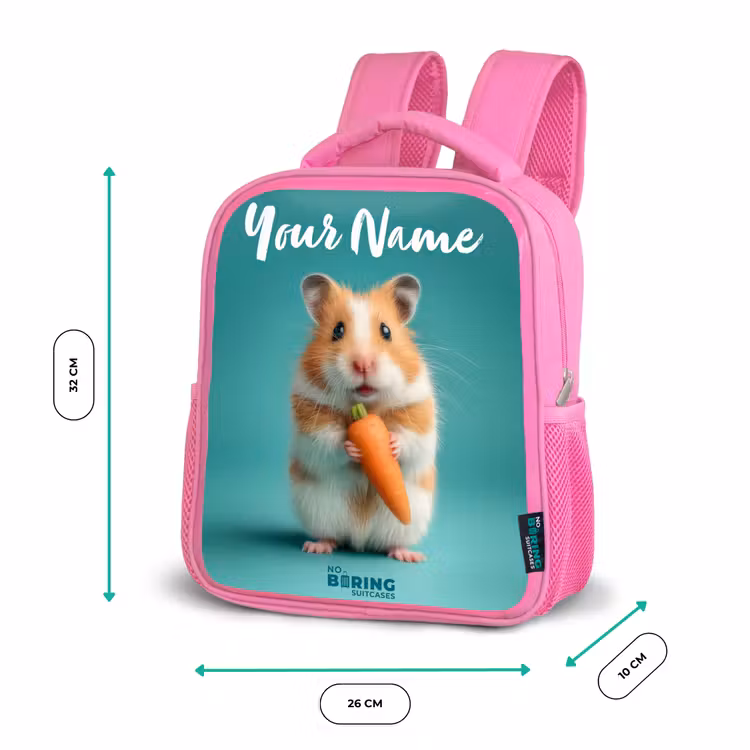 Kids backpack - Pink - Hamster - Carrot - Animal — 3