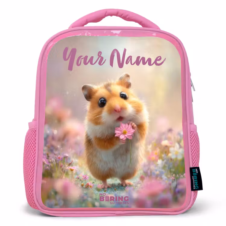 Kids backpack - Pink - Hamster - Flower - Nature - Animal — 1