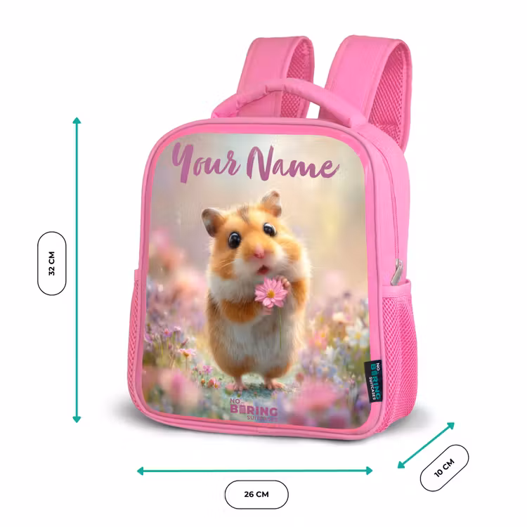 Kids backpack - Pink - Hamster - Flower - Nature - Animal — 3