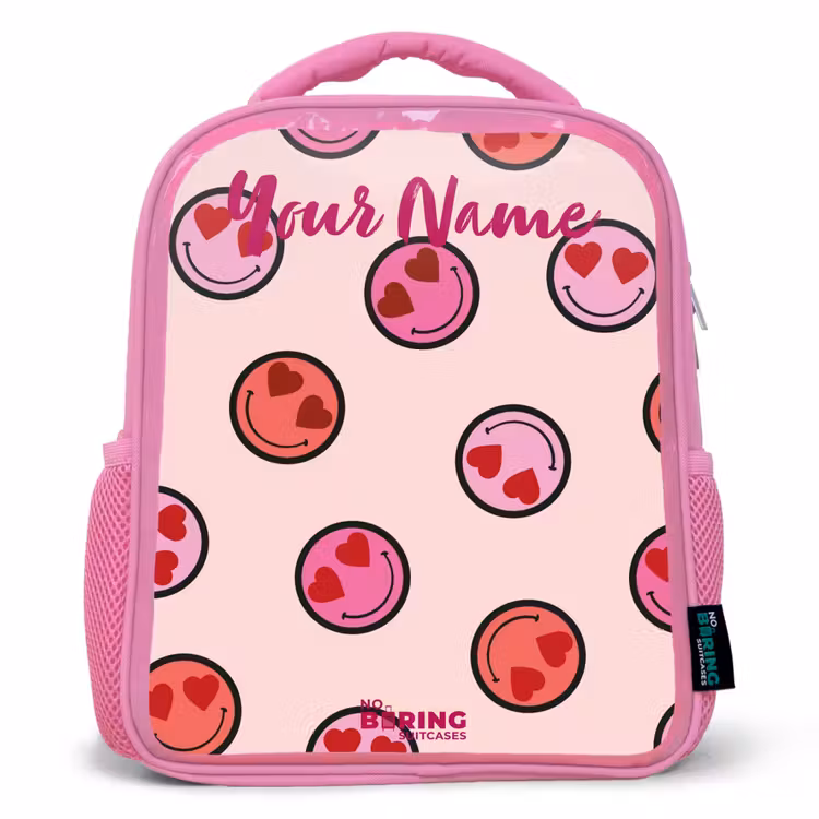 Kids backpack - Pink - Heart - Smiley - Pattern — 1
