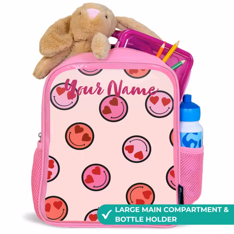 Kids backpack - Pink - Heart - Smiley - Pattern — 2