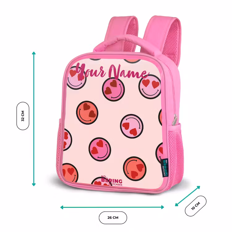 Kids backpack - Pink - Heart - Smiley - Pattern — 3