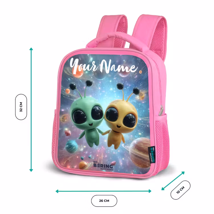 Kids backpack - Pink - Merry alien friends — 3