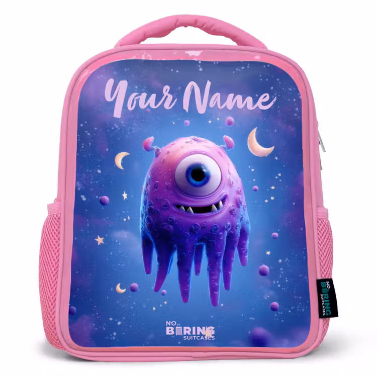 Kids backpack - Pink - Merry purple eye in space — 1