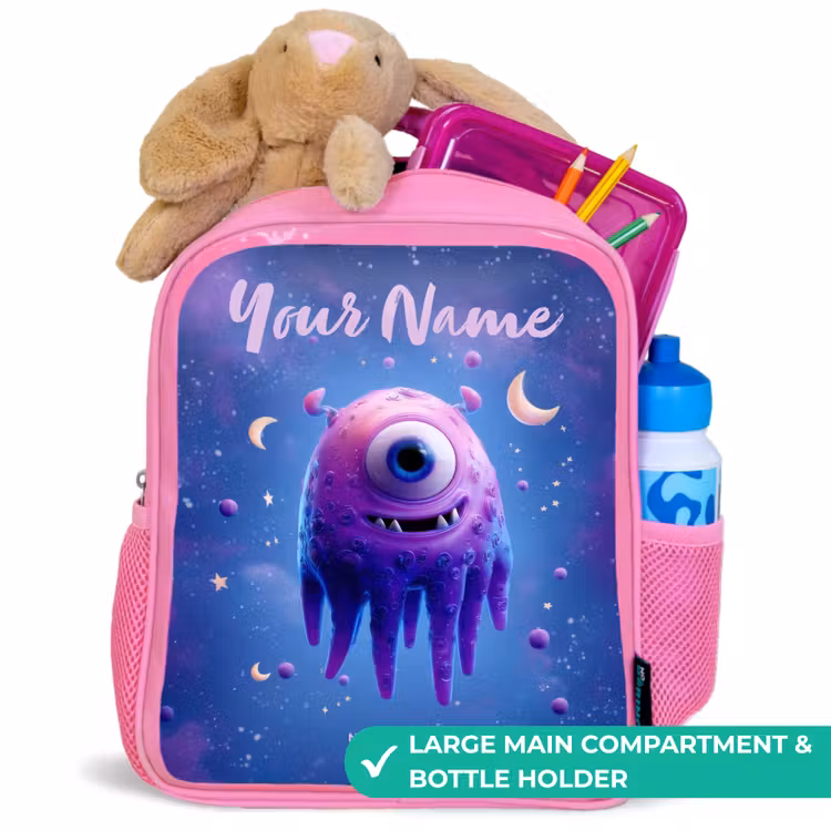 Kids backpack - Pink - Merry purple eye in space — 2