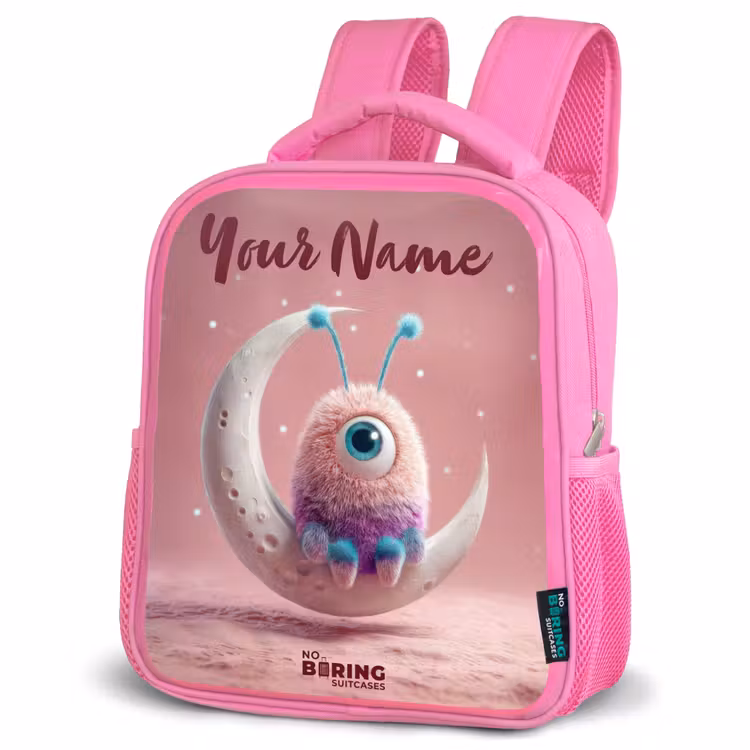 Kids backpack - Pink - Moon rocker with Fluffy Weasel — 4
