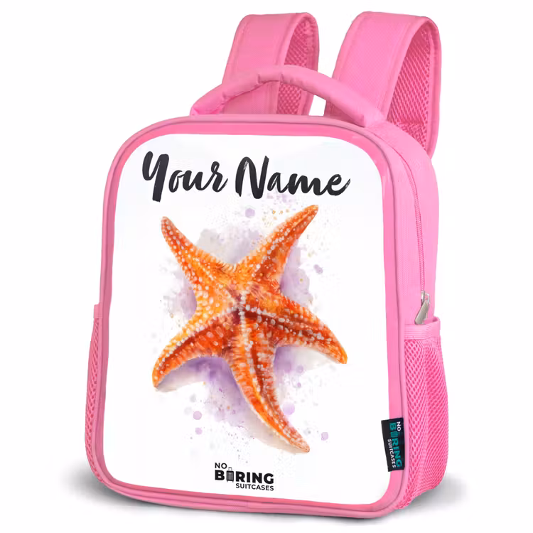 Kids backpack - Pink - Orange Starfish Illustration — 4