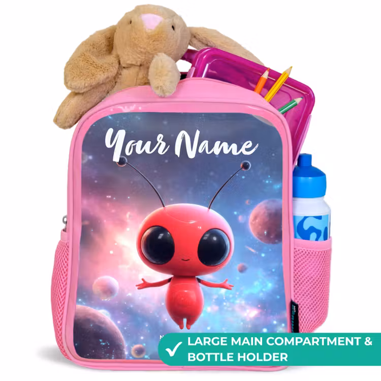 Kids backpack - Pink - Red Space Being in Cosmic Dance — 2