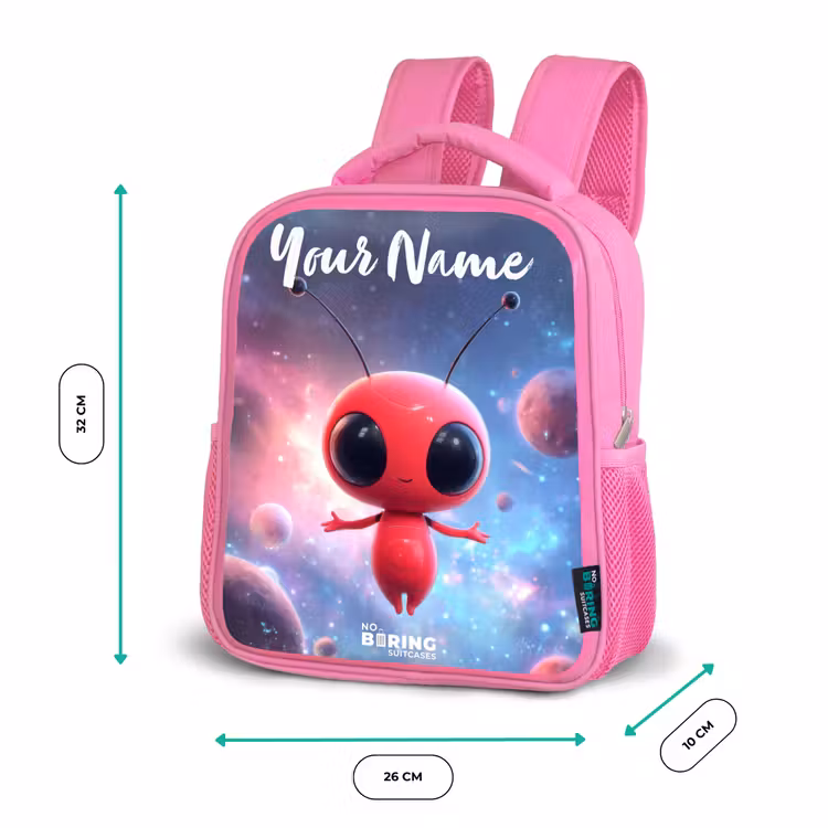 Kids backpack - Pink - Red Space Being in Cosmic Dance — 3