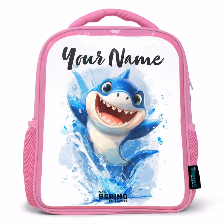 Kids backpack - Pink - Shark - Teeth - Water — 1
