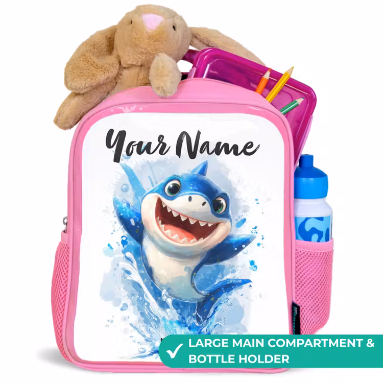 Kids backpack - Pink - Shark - Teeth - Water — 2