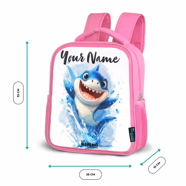 Kids backpack - Pink - Shark - Teeth - Water — 3