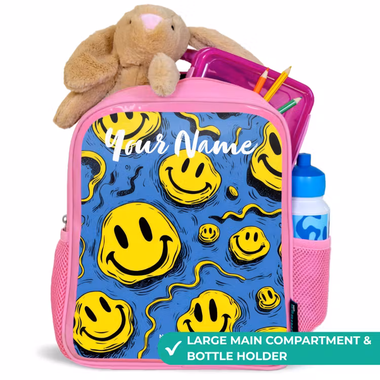 Kids backpack - Pink - Smiley - Blue - Yellow — 2