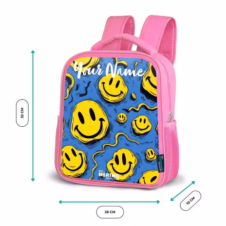 Kids backpack - Pink - Smiley - Blue - Yellow — 3