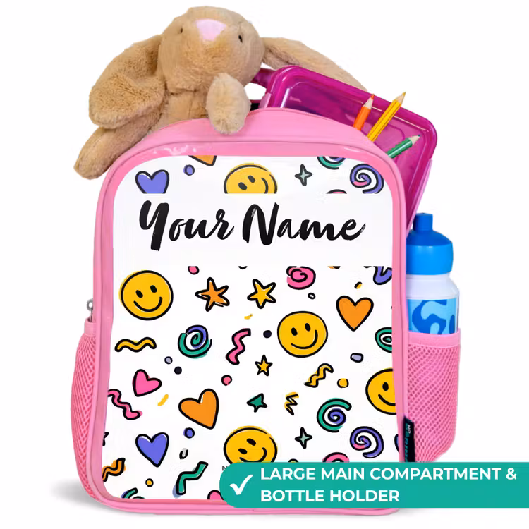 Kids backpack - Pink - Smiley - Heart - Star — 2