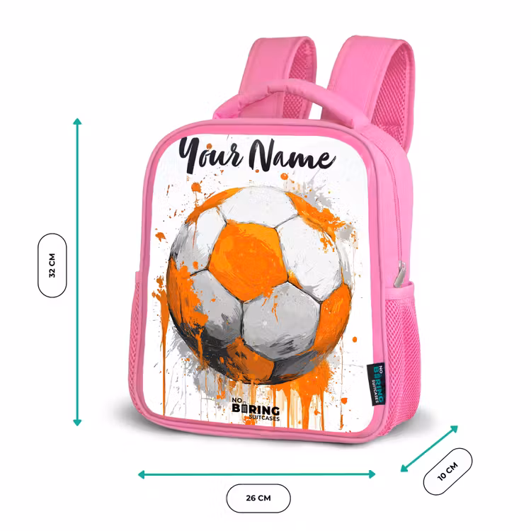 Kids backpack with name - Pink - Soccer Vibes - Paint - Orange — 3