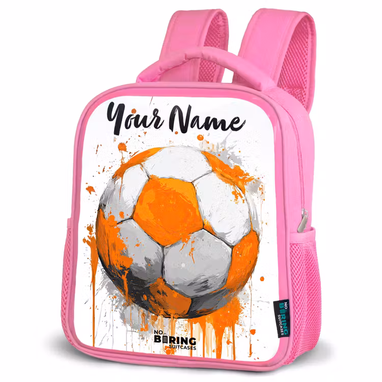 Kids backpack with name - Pink - Soccer Vibes - Paint - Orange — 4