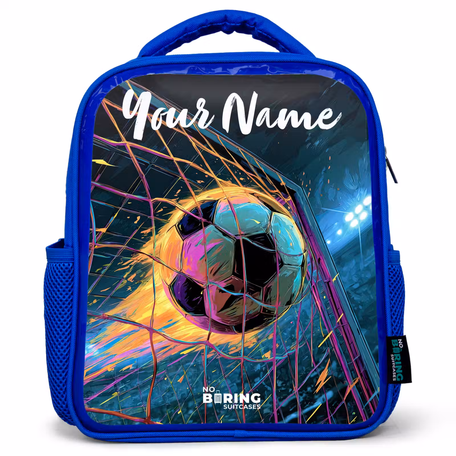 Kids backpack with name - Blue - Neon - Net - Football - Colorful — 1