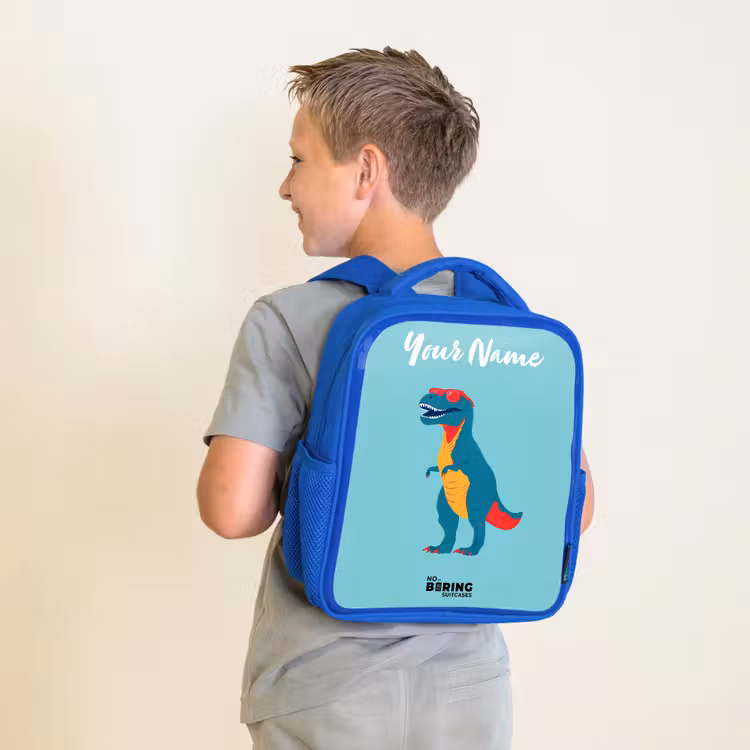 Kids backpack - Blue - Dino - Animal - Sunglasses — 2