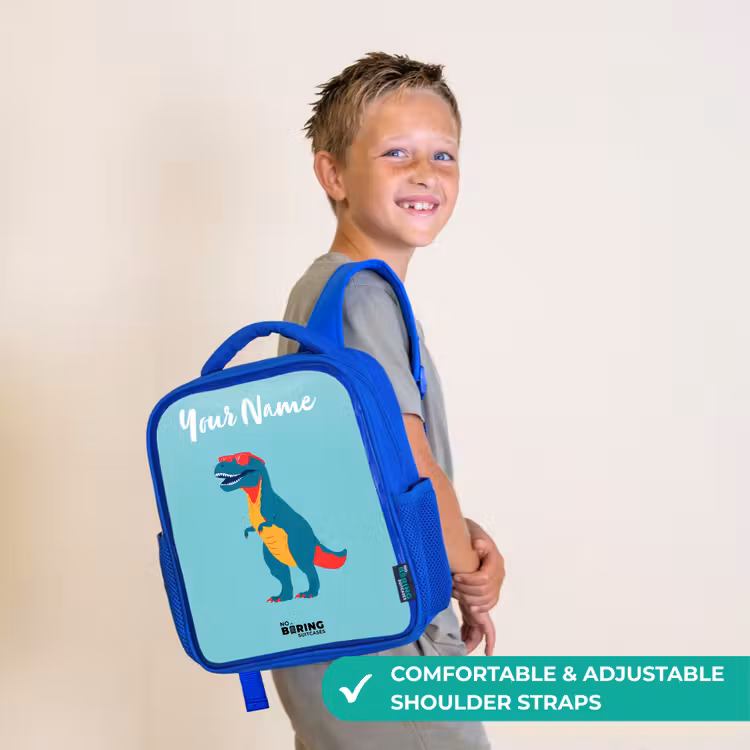 Kids backpack - Blue - Dino - Animal - Sunglasses — 4