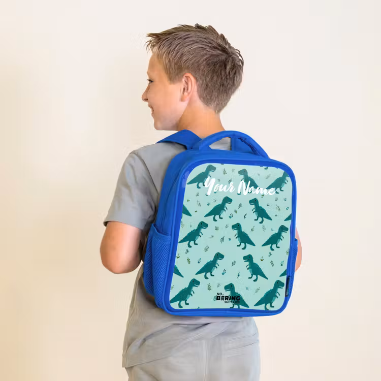 Kids backpack - Blue - Dinos - Pattern - Green — 2