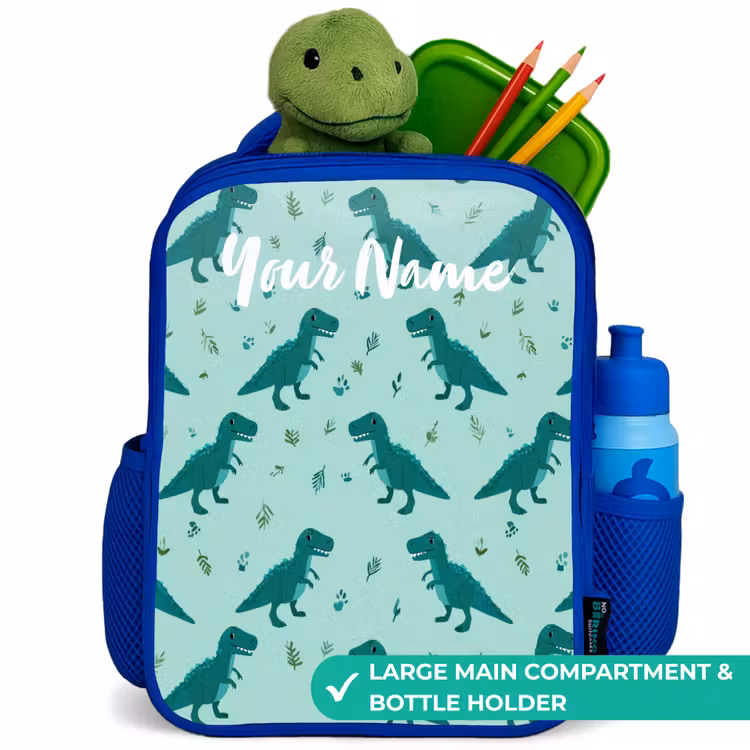 Kids backpack - Blue - Dinos - Pattern - Green — 5