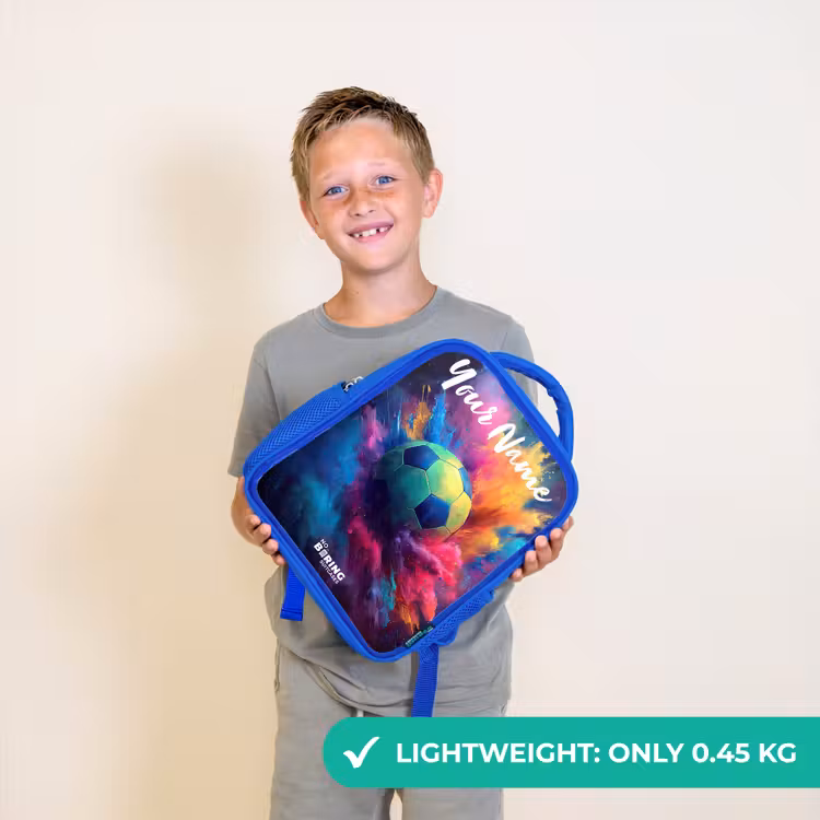 Kids backpack with name - Blue - Neon - Ball - Colorful — 3