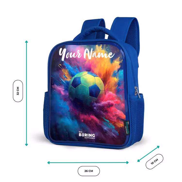 Kids backpack with name - Blue - Neon - Ball - Colorful — 6