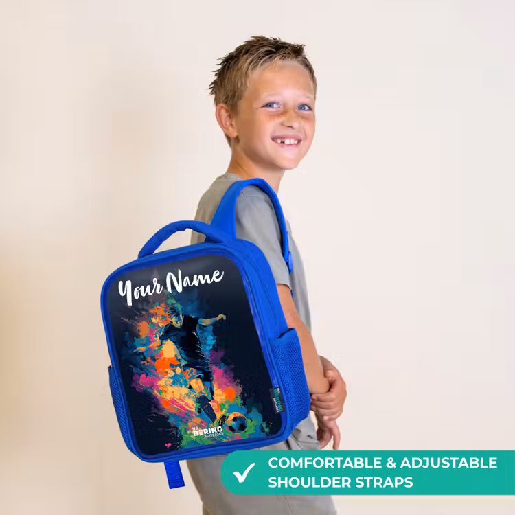 Kids backpack with name - Blue - Neon - Footballer - Colorful — 4