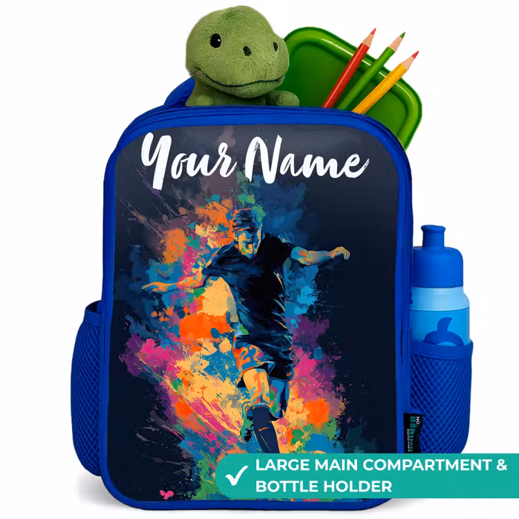 Kids backpack with name - Blue - Neon - Footballer - Colorful — 5