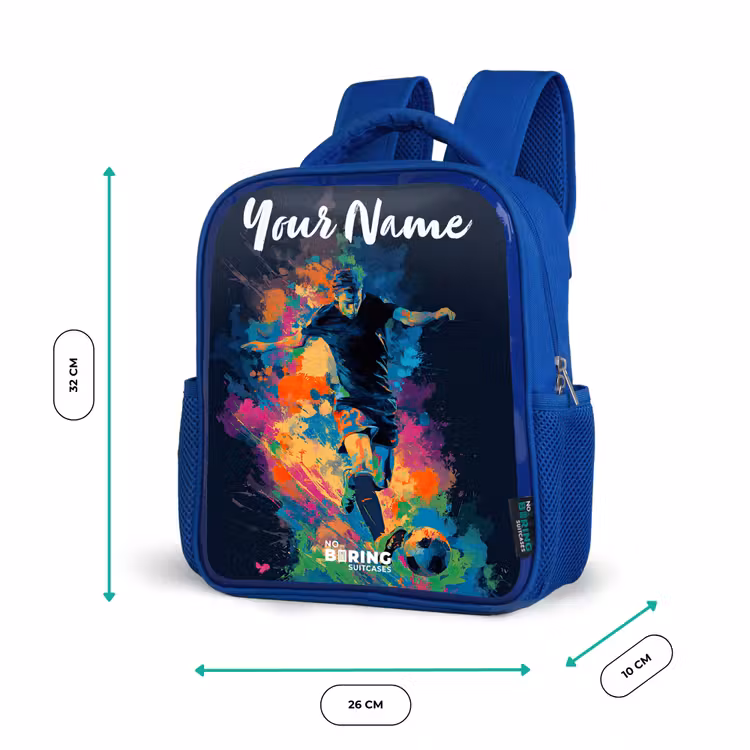 Kids backpack with name - Blue - Neon - Footballer - Colorful — 6