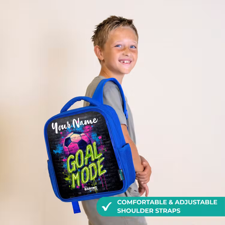 Kids backpack with name - Blue - Neon - Graffiti - Football - Colorful — 4