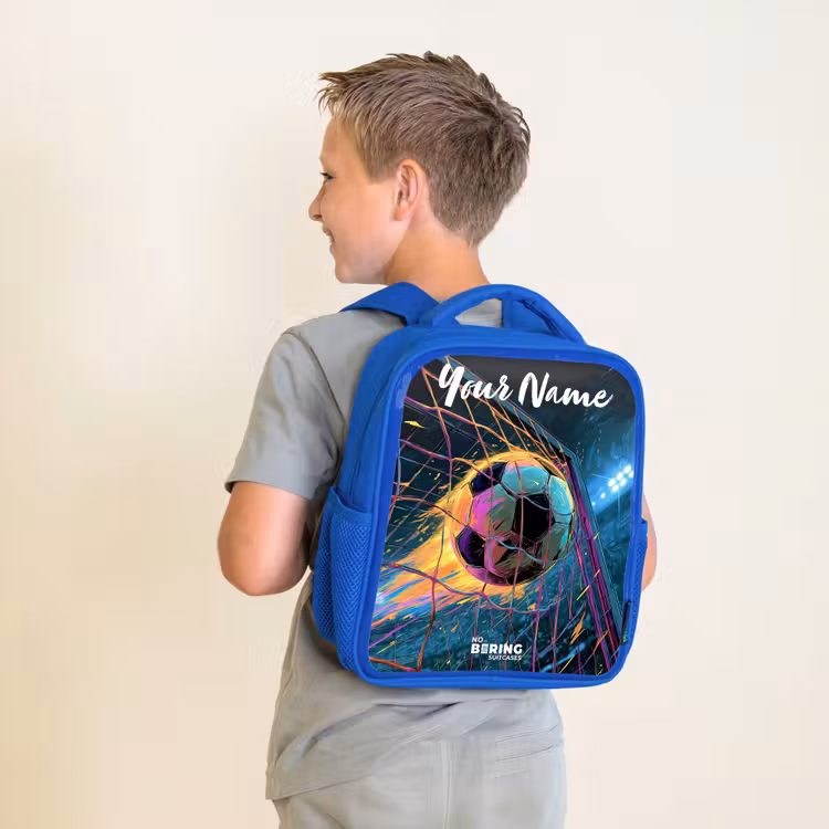 Kids backpack with name - Blue - Neon - Net - Football - Colorful — 2