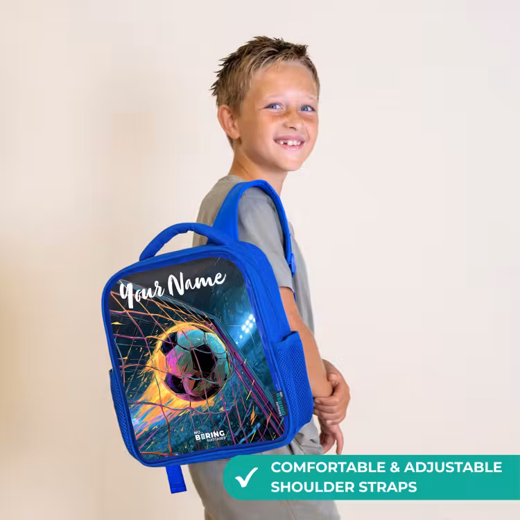Kids backpack with name - Blue - Neon - Net - Football - Colorful — 4
