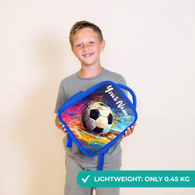 Kids backpack with name - Blue - Neon - Soccer - Colorful — 3