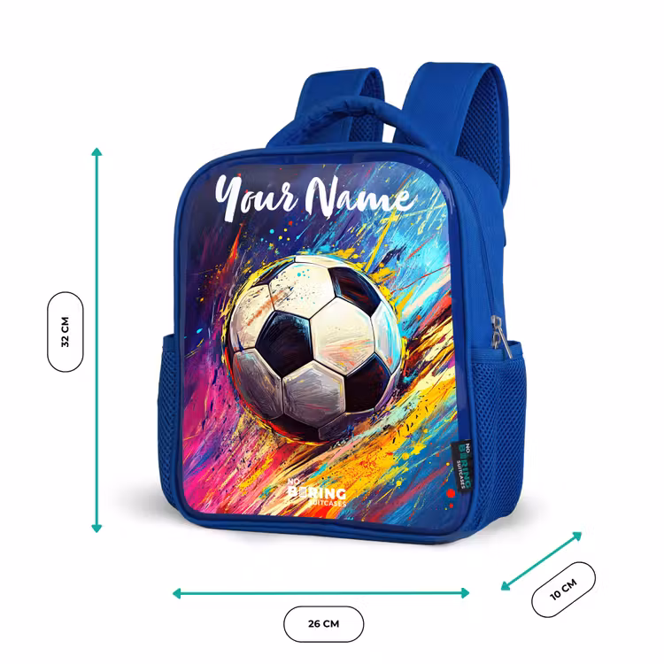 Kids backpack with name - Blue - Neon - Soccer - Colorful — 6