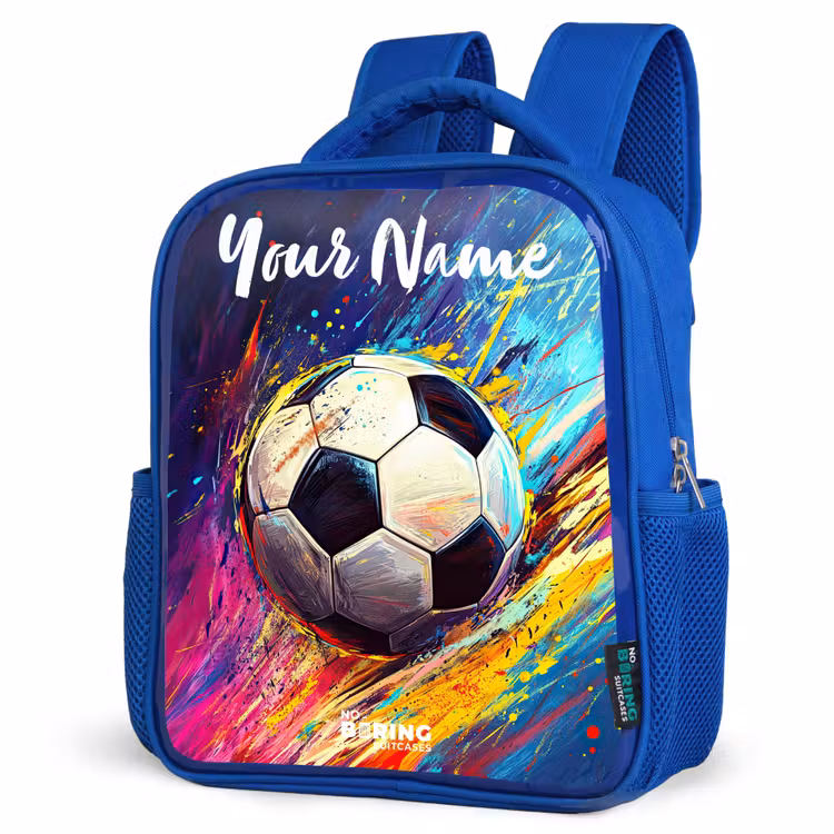 Kids backpack with name - Blue - Neon - Soccer - Colorful — 7