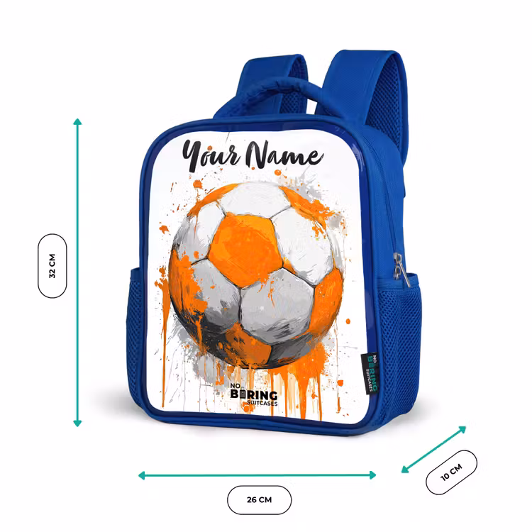 Kids backpack with name - Blue - Soccer Vibes - Paint - Orange — 6