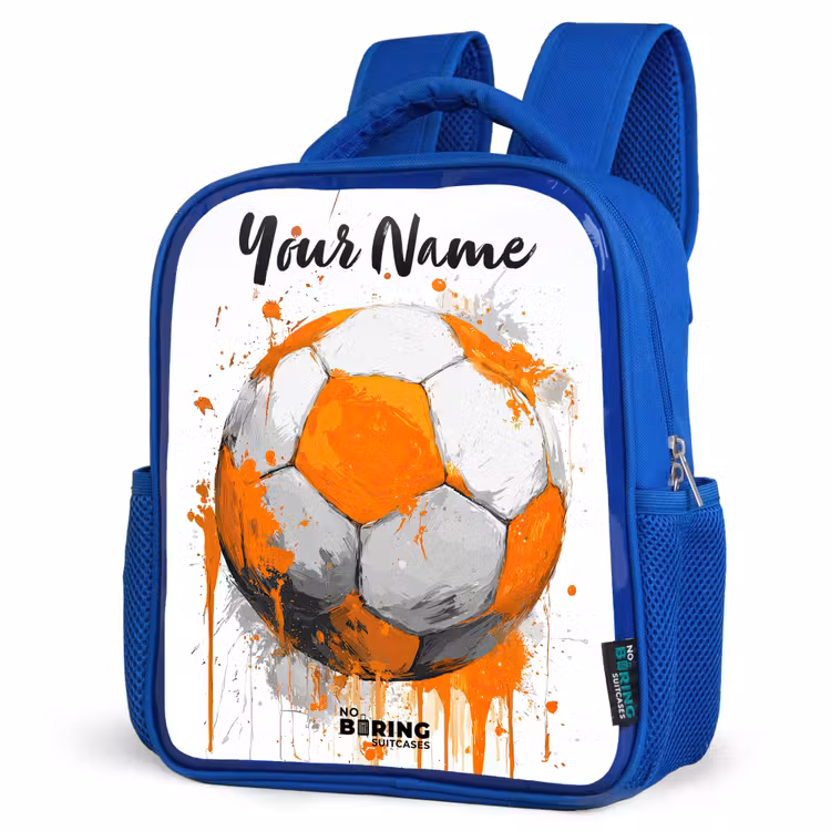 Kids backpack with name - Blue - Soccer Vibes - Paint - Orange — 7