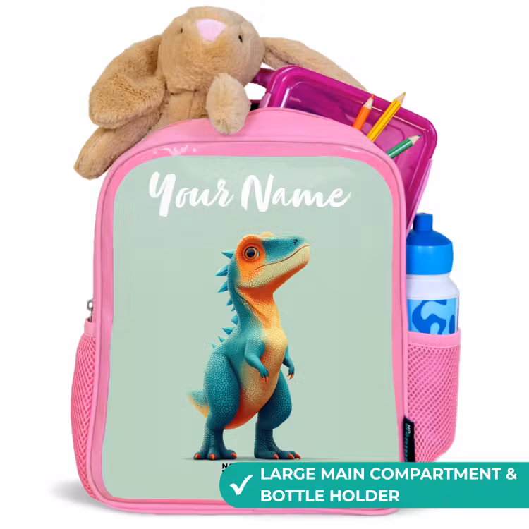 Kids backpack - Pink - Dino - Animal - Green - Orange — 2