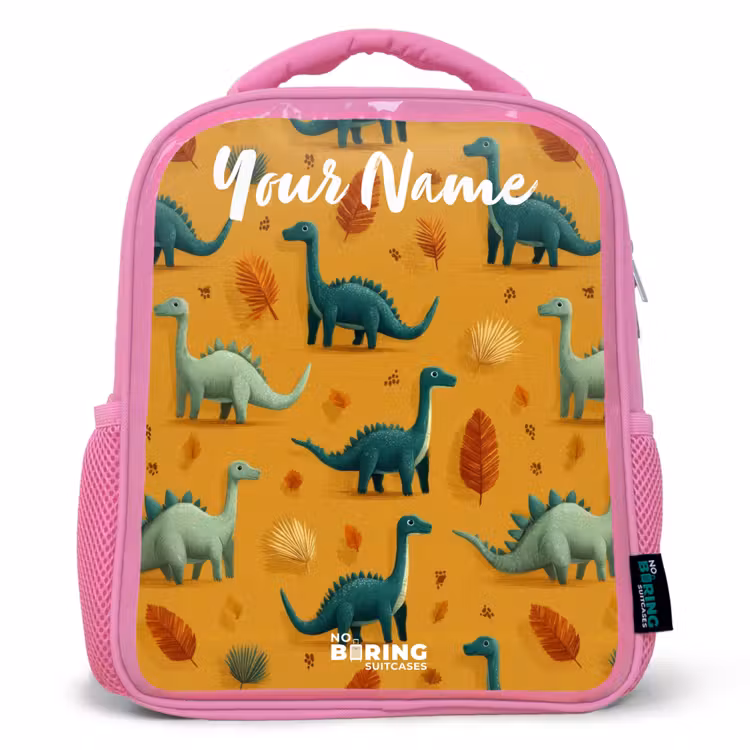Kids backpack - Pink - Dino - Animals - Pattern — 1