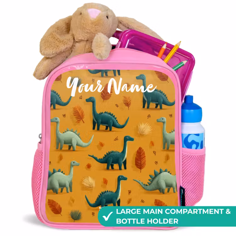 Kids backpack - Pink - Dino - Animals - Pattern — 2