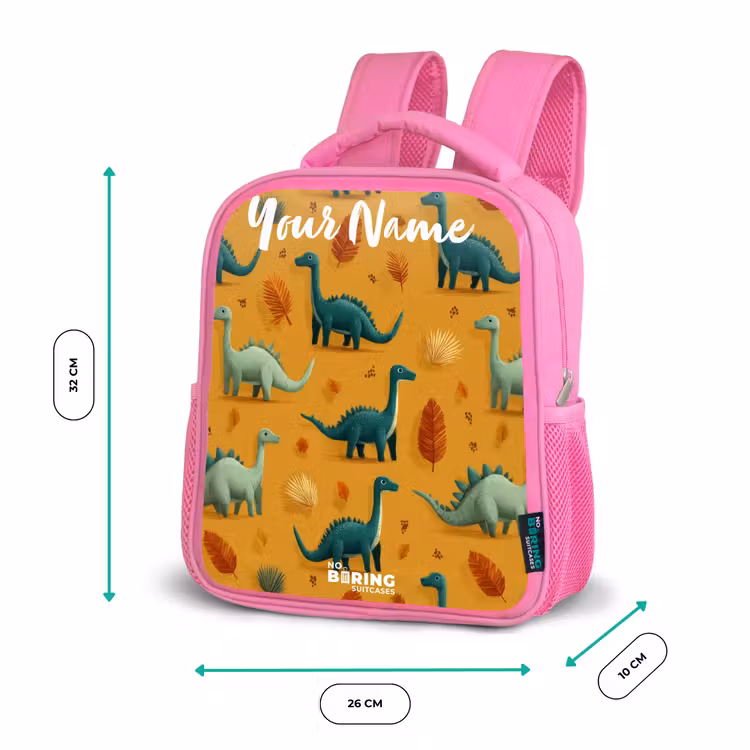 Kids backpack - Pink - Dino - Animals - Pattern — 3