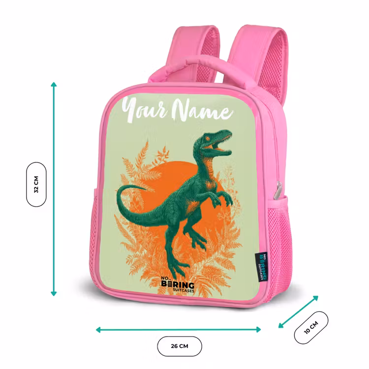 Kids backpack - Pink - Dino - Nature - Green — 3
