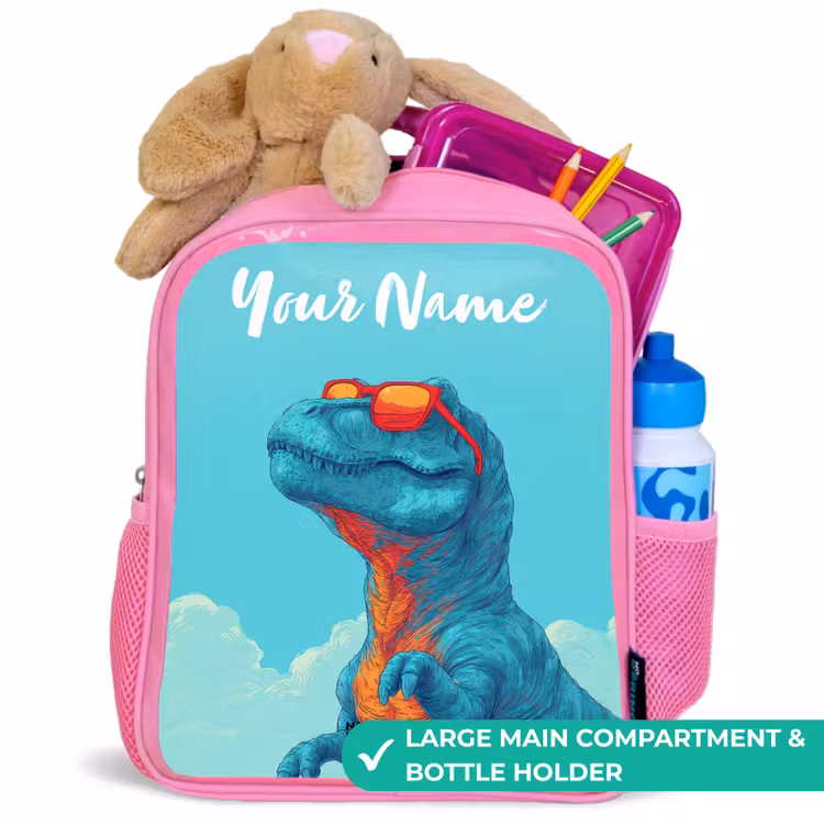 Kids backpack - Pink - Dino - Sunglasses - Blue — 2
