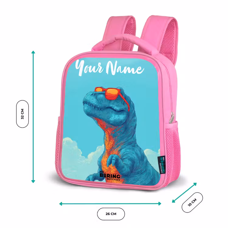 Kids backpack - Pink - Dino - Sunglasses - Blue — 3
